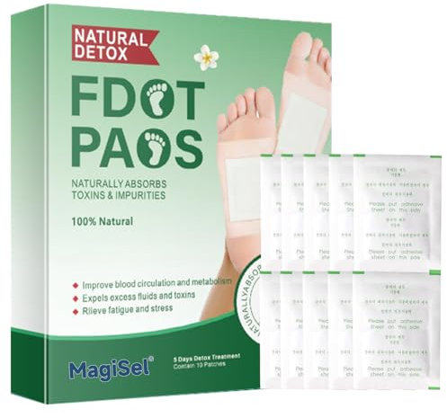 Foot Patch, Detox Foot Patch, Detox Foot Pads, Cerotto Detergente, 10Pcs Piedi Disintossicanti Adesivi per Rimuovere le tossine dal corpo, Alleviare lo Stress, Migliorare il Sonno