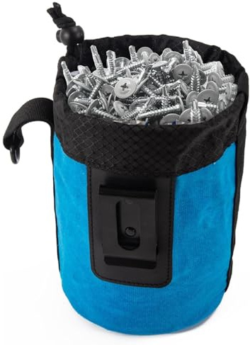Tool Pouch for Screws and Nails,Wear Resistant Small tools Storage Bag with Metal Belt Clip Attachment For Builders Electrician's Hammer Frame And Nail Bag Organizer 13 x 19.5cm