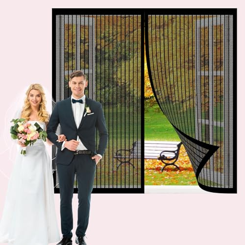Zanzariera Magnetica per Porte 76 x 254 cm con Magneti Anti Zanzare Insetti Zanzariera Magnetica per Porte Finestra per Legno, Ferro, in Alluminio, Nero