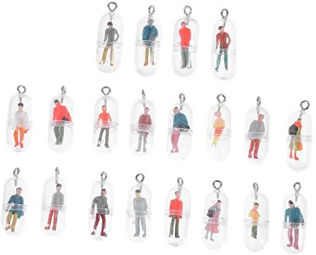YOSADIER Plastik Miniatur Anhänger 20 Stück Kleine Menschliche Figuren Charm Mit Loch Zum Befestigen Für Selbstgemacht Schmuck Schlüsselanhänger Armband Taschen Deko