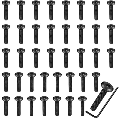 XxinXrong Senkkopfschrauben-Set, M5 x 25 mm, A2-Edelstahl, Innensechskant, Maschinenschrauben, schwarzes Oxid-Finish für Möbel und Marine, 40 Stück