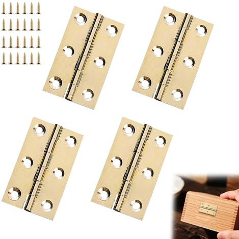 4Pcs 50mm Solid Brass Butt Hinge Door Hinges Polished Brass Butt Hinge for Cabinet Cupboard Wood Boxes Window Furniture External Internal Doors Gold 2Inch Corrosion Resistance Brass Hinges