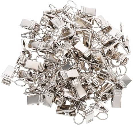 HIAKDOFT 100pezzi Clip per Tende con Anelli Clip per Tende da Doccia Morsetti per per in Ferro