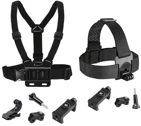 POV Phone Chest + Head Mount for iPhone, Action Camera Chest + Head Strap for Recording Vlog, Body Harness Strap Holder Clip Kit for Gopro, for DJI Osmo, for Insta360 X5 X4 X3, for Samsung Accessories