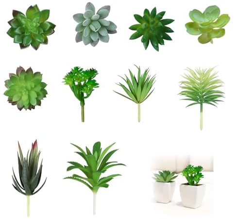 SIXHAOBU 10 Pcs Artificial Succulents, Simulation Succulent Plant, Realistic Texture Simulation Succulent, Faux Succulents Mini Fake Succulent, Suitable for Indoor, Balcony, Bedroom