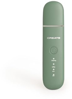 CREATE/SONIC PURE SKIN 4 in 1 / Limpiador facial ultrasónico 4 en 1 verde sage/Tecnología EMS, 4 tecnologías, 4 limpiezas, efecto lifting, cabezal de acero inoxidable de grado médico, 1,5W