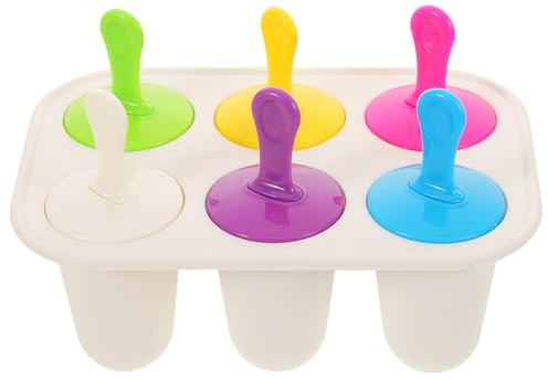 GRIRIW Molde para Helado de Silicona Flexible 6 Ranuras con Tapa Blanca Bandeja para Polos Caseros Molde para Hacer Hielo y Postres Adecuado para Congelador Doméstico y DIY Verano