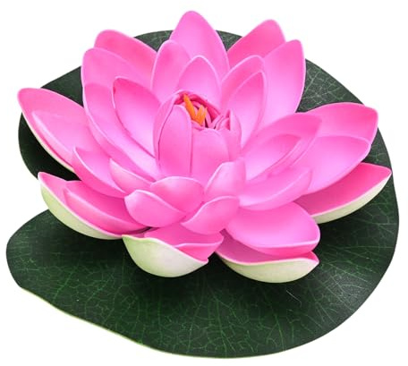 M METERXITY 1-Set Floating Lotus Flower 7 in Foam Garden, Artificial | Light Pink, Water Lily Pad, Fake, Pool Fountain Decor, Pond Plants Ornaments, Water Lilies