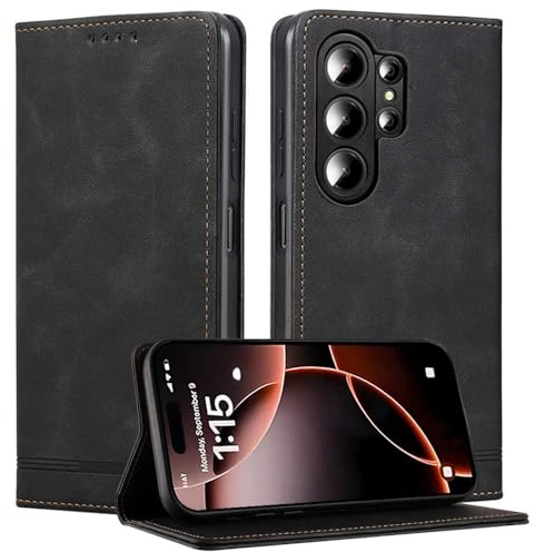 BEEJTUNY Leather Case for Blackview Wave 10, Flip Phone Case with RFID Blocking, Strong Magnetic, Skin-friendly Wallet Shockproof Cover. Black