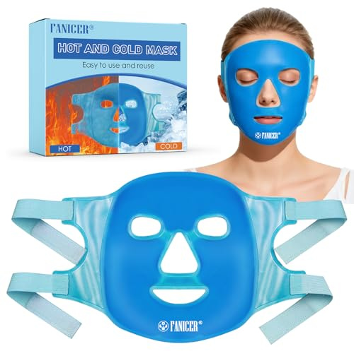 Máscara De Refrigeración Facial, Máscara Refrescante Para Cara Y Ojos, Gel Frío Y Calor Facial De Doble Cara Con Banda Ajustable, Fácil Limpieza, Para Rutina De Cuidado Facial En Casa Y Viaje
