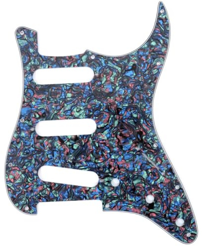 Musiclily Pro 11 Löcher SSS ST Schlagbrett Pickguard 4-lagig Abalone Shell | für Fender American/Mexican Standard Strat Modern Style E-Gitarre
