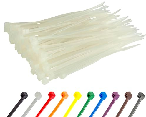 Gocableties Small White Cable Ties, 100mm x 2.5mm, Pack of 100, 4” Premium Nylon Zip Ties Clear/Natural, Plastic Tie Wraps, Secure Self-Locking Mechanism, for Home, Garden, Office and DIY
