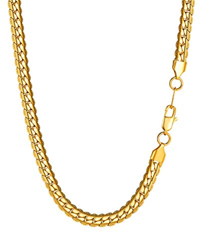 PROSTEEL Herrhalsband högkvalitativ pansarkedja ärvskedja 6,5 mm/8 mm bred rostfritt stål/18 k förgylld länkkedja med karbinhake för män och pojkar, längd 46–76 cm valbar, Rostfritt stål, Ingen