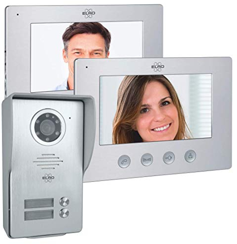 ELRO DV477W2 2-family video door intercom system with 2 color display, camera with night vision, 4-wire technology, 16 ringtones, grey, one size