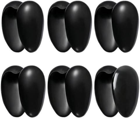 Ericotry 10 Pairs Black Plastic Reusable Ear Covers Shield Protector Hairdressing Dye Coloring Bathing Shower Caps Waterproof Earmuff for Hair Salon