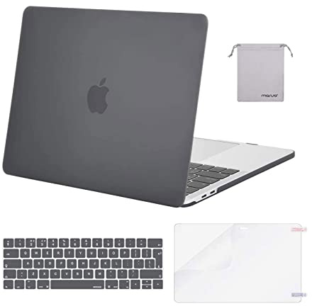 MOSISO Kompatibel mit MacBook Pro 13 Zoll Hülle 2026 2025-2016 M2 M1 A2338 A2289 A2251 A2159 A1989 A1706 A1708, Kunststoff Hartschale Hülle&Tastaturschutz&Displayschutz&Beutel, Grau