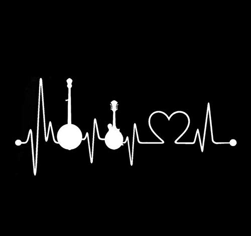 UYEDSR Car Stickers Car Stickers Graphics Banjo Mandolin Heartbeat Lifeline Vinyl Car Styling Stickers 20.5cmX8.9cm 2pcs