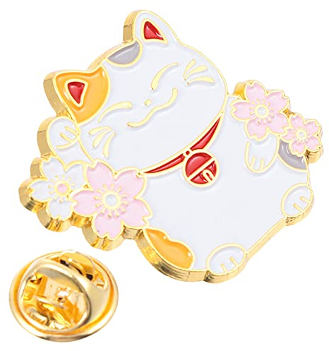 STOBOK Glückliche Katze Pin Gute Luck Katze Emaille Pin Winken Revers Pin Kawaii Gute Luck Charm Zubehör für Jacken Hüte Rucksäcke Tops