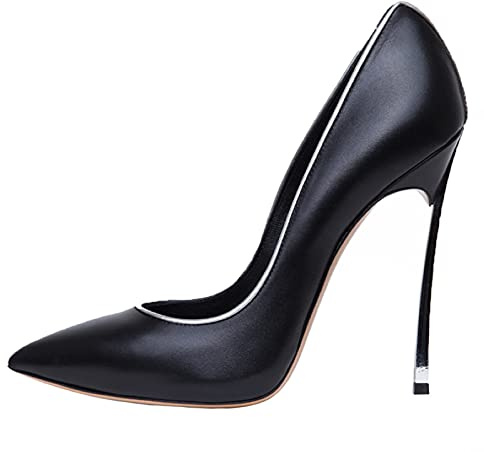 13CM/5.12INFrauen elegant einfarbig spitz sexy Stiletto High Heels Sandale Pumps Damen High Heels sexy Pole Dancer Stripper Ferse Stiletto Party,Schwarz,45 EU