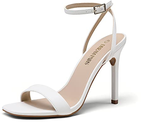 DREAM PAIRS White Heels Women?s High Stilettos Sexy Open Toe Dress Shoes Ankle Strappy Wedding Party Club Dance Pumps Sandals Size 10 US SDHS2214W