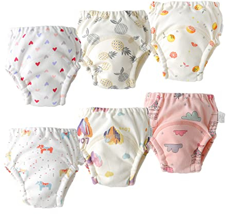Hivia Töpfchen Trainingshose, 6 Stück Waschbare Trainingsunterhosen Kinder, Baby Töpfchen Trainingsunterwäsche für Mädchen 3-4 Jahre alt|100