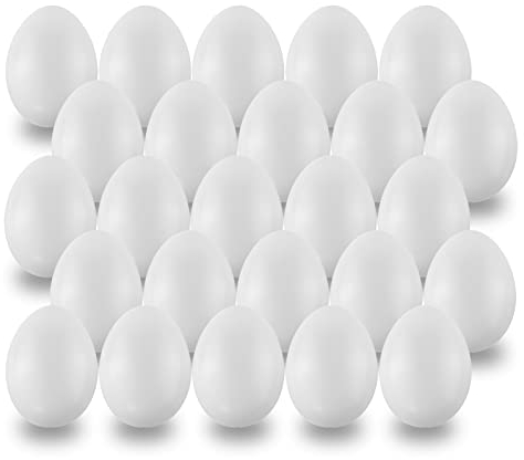 MCE-Commerce A636025-1 Kunststoff Eier 6 cm, 25 Stück, zum Basteln und Dekorieren an Ostern, Weiss, Weiß