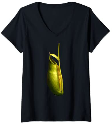 Womens Tropical Pitcher Plant Shirt Botanical Design Nepenhtes V-Neck T-Shirt