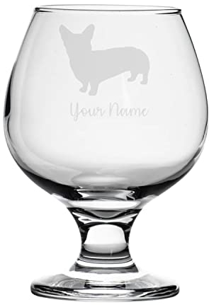 Personalised Corgi Engraved Brandy Snifter Glass, Dog Gift for Women, Gift for Men