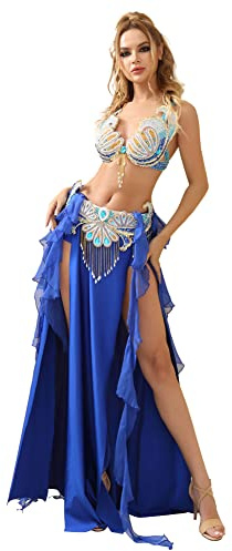 ROYAL SMEELA Bauchtanz Kostum Damen Profi Bauchtanz Outfits Bauchtanz BH gürtel Rock Set Karnevals kostüme Damen Bauchtanz Kleidung Bauch tanzen kostüm für Frauen bauchtänzerin kostüm professionell