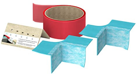 MEPA Set di espansione per vasca da bagno (2 Aquaproof 3D uguale al pavimento, 1 nastro divisorio rosso, 1 strumento di marcatura) 180049, multicolore