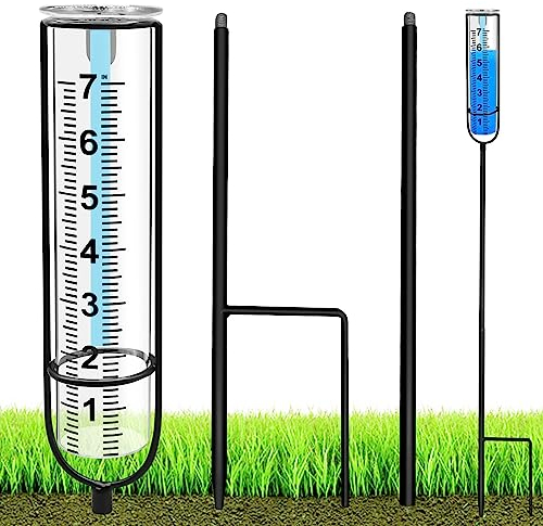 CANIPHA Regenmesser für den Außenbereich, frostsicherer Regenmesser, Wassermesser für Regenmesser, höhenverstellbarer Regenmesser mit Pflock und Reinigungsbürste