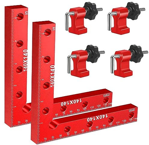 Avtytsda 90 Degree Right Angle Positioning Square Clamp - Professional Woodworking Block Tool, Aluminum Alloy for Drawers, Picture Frames (Front Label)