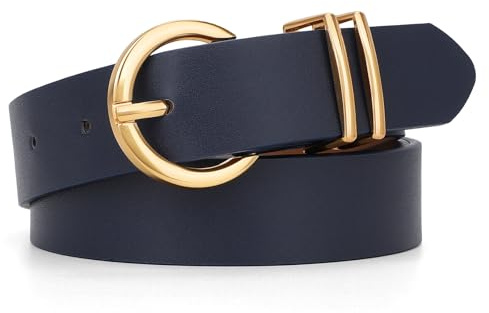 JasGood Damen Ledergürtel für Jeans Hosen Kleider Mode Goldschnalle Damen Leder Gürtel