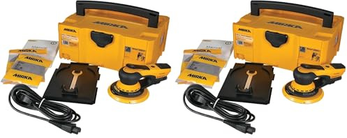 Mirka DEROS 5650CV, Levigatrice rotorbitale con aspirazione centralizzata, 2 dischi abrasivi e velcro nella valigetta, per carta abrasiva 125mm e 150mm, corsa 5, 0mm, MID5650202CA (Confezione da 2)