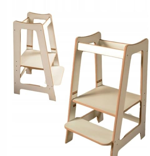 Lernturm Für Kinder [ab 1 Jahr] Lernstuhl Kleinkind-Turm & Holz Tritthocker - Küchenhilfe für Kleinkinder Montessori, Kinder Lernen einfach zu montieren, Stylisch Kippschutz Lernturm (‎Weiss)