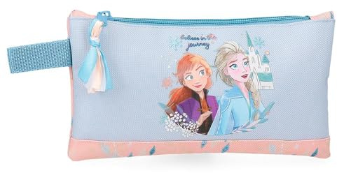 Disney Joumma Bags, Frozen Believe in The Journey, Federmäppchen, Schulmäppchen, Kulturbeutel, Organizer-Größe, seitlicher Griff., blau, Federmäppchen