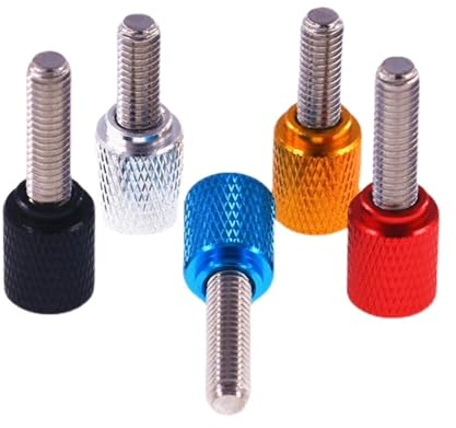 5 Stück M3 Aluminium-Rändelschraube mit hoher Stufe, handfest anziehen, Edelstahlgewinde(Dark Red,60mm)