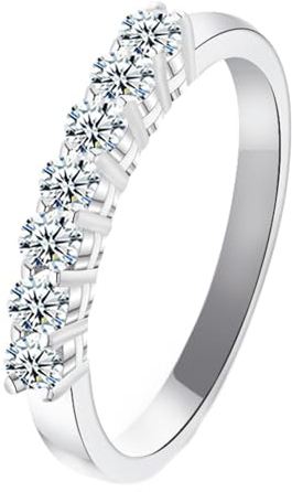 Epinki Echter Schmuck, Weiß Gold 18K Ringe, Klassiker Verlobungsring mit Rund Moissanit, Au750 Gold Freundschaftsringe Partnerringe Eheringe Gr.47 (15.0)