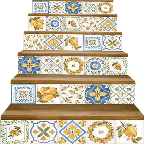 adesivi per alzate di scale, adesivi per scale 3D, Adesivi for scale autoadesivi 6 pezzi decalcomanie stacca e attacca, for gradini in legno, decalcomania artistica for interni fai da te vinile profes