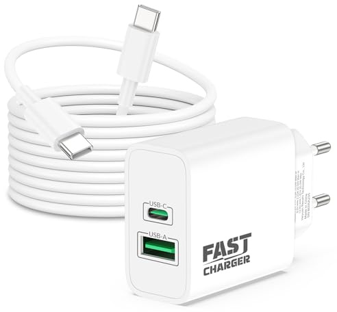 30W USB C-laddare Fast Charger för iPhone 17/16/15 Pro Max Plus, iPad, Samsung Galaxy S25/S24/S23, Google Pixel 10/9/8/7, 2 portar USB C/A, snabbladdare, strömförsörjning, PD-laddare med 2m