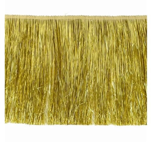TYNXK Fransen Mit Quastenbesatz 2/5/10 Meter 15cm Bunte Fransen Quasten Kleidung Kleid Spitze Trim Vorhang Dekoration Band DIY Bekleidungs ​​Zubehör Fransenbesatz(Gold,15cm-2Meters)