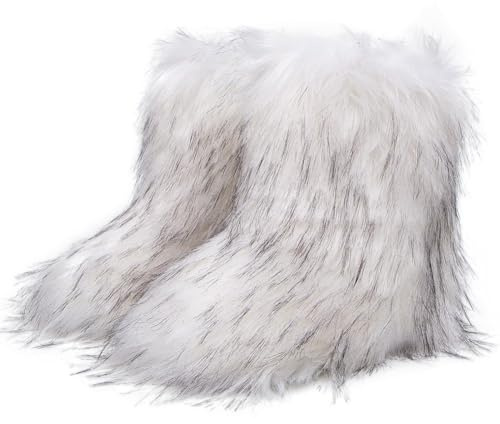 Botas De Piel Sintética Botas De Nieve Peludas Y Peludas Botas De Invierno Esponjosas Botas Cálidas Y Cómodas a Media Pantorrilla Zapatos Planos para Interiores Y Exteriores