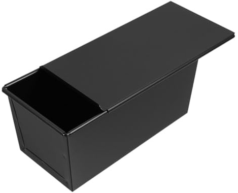 CIYODO Black Nonstick Bread Loaf Pan with Lid Stainless Iron Toast Box for Baking Homemade Bread for Family Use and Kitchen