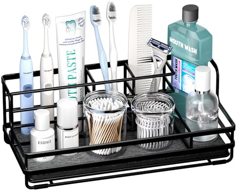 HapiRm Toothbrush and Toothpaste Holder with Instant Drying Stone, 5 Slots