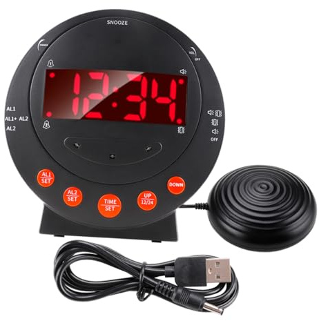 Vaguelly Vibrazione Potente Con Scuotiletto Per Orologio Vibrante Regolabile Per Anziani e Persone Con Sonno Pesante
