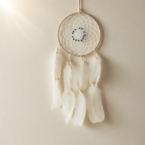 MYLERCT Atrapasueños, Color Beige Decoracion Pared Dormitorio, con Cordón, Atrapasueños,Apto para el Dormitorio, el Salón o como Regalo