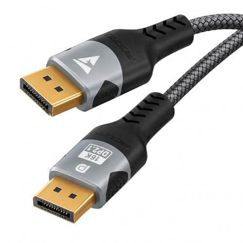 Tuwonwa DisplayPort Cable 2.1, 16K 8K 80Gbps Cable 2.1 2M, Certified Ultra High Bit Rate DP to DP Cable, Ultra High Bit Rate, Certified for 16K 60Hz 8K 144Hz, Ideal for Monitor