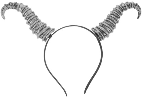 Beaupretty Lightweight Demon Horns Headband for Halloween Cosplay Silver RAM Horn Hair Hoop Comfortable for Parties Stage Performances and Themed Dress-up Events