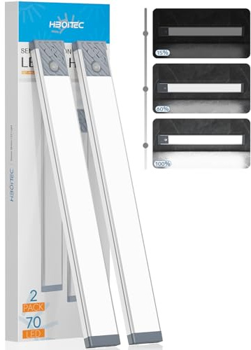 Led Cuisine Sous Meuble, 50 LED Reglette Led Rechargeable USB, Dimmable Lampe Detecteur de Mouvement pour Cuisine, Placard, Comptoir, Placard, Armoires, Escalier - Lumière Blanche Froide, 25,5 cm