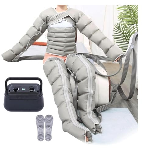 Massaggiatore a Compressione Aria 6 Celle per Corpo Intero - Apparecchio Massaggio Elettrico con Pressione Regolabile e Timer, Ideale per Gambe, Braccia, Vita per Migliorare